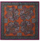 Etro - Paisley-Print Silk-Twill Pocket Square - Brown