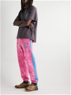 Lost Daze - Logo-Embroidered Tie-Dyed French Cotton-Terry Sweatpants - Pink