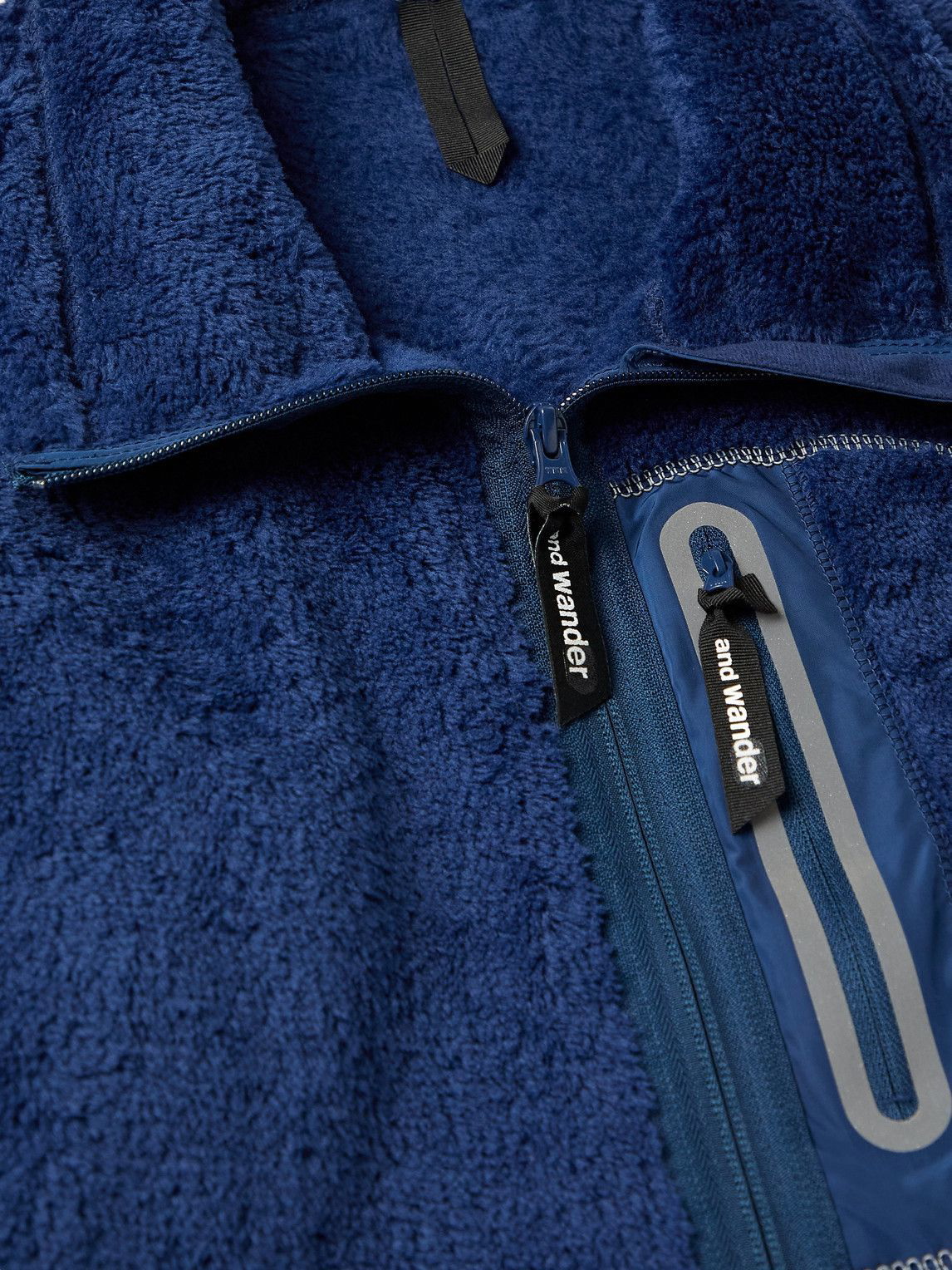 And Wander - Shell-Trimmed Polartec High Loft Jacket Blue and