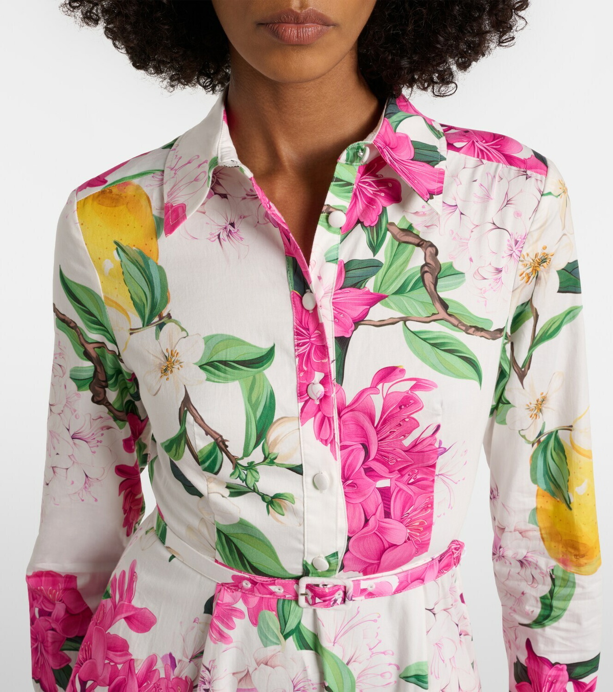 Leo Lin Zara belted printed cotton midi dress
