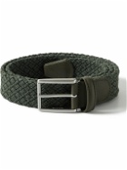 Anderson's - 3.5cm Leather-Trimmed Waxed-Cotton Belt - Green