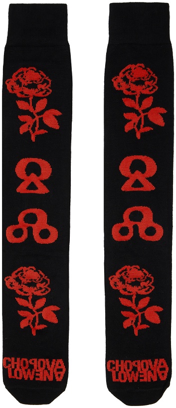 Photo: Chopova Lowena Black Symbol Rose Socks
