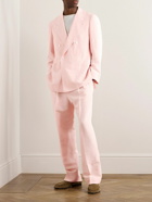 UMIT BENAN B - Double-Breasted Linen and Silk-Blend Suit Jacket - Pink