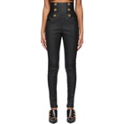 Balmain Black Leather High-Waisted Skinny Pants