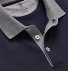 Brunello Cucinelli - Slim-Fit Contrast-Tipped Cotton-Jersey Polo Shirt - Blue