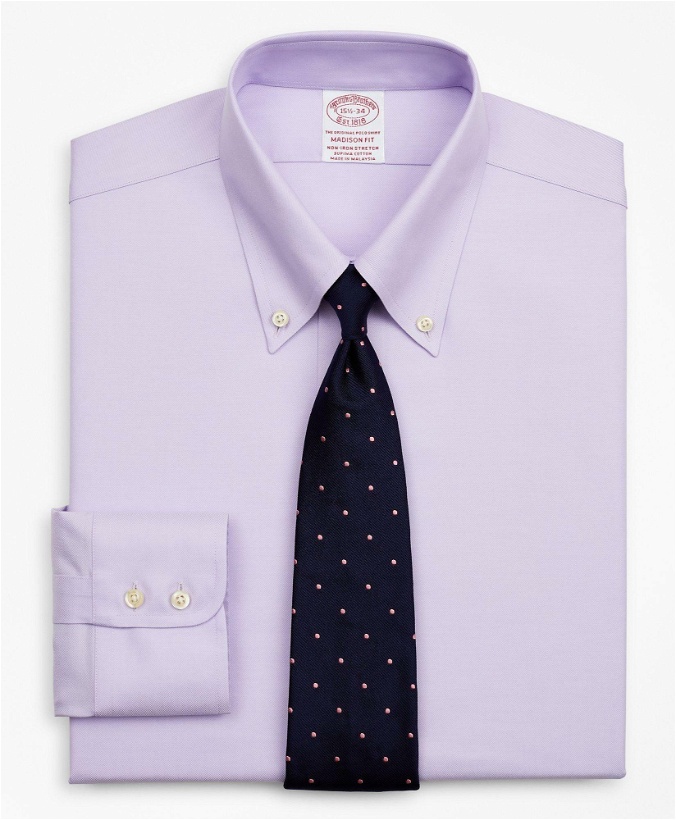Photo: Brooks Brothers Men's Stretch Madison Relaxed-Fit Dress Shirt, Non-Iron Twill Button-Down Collar | Lavender