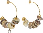 Marine Serre Gold Nacre Disk Loop Earrings