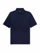 Etro - Logo-Embroidered Cotton and Cashmere-Blend Polo Shirt - Blue