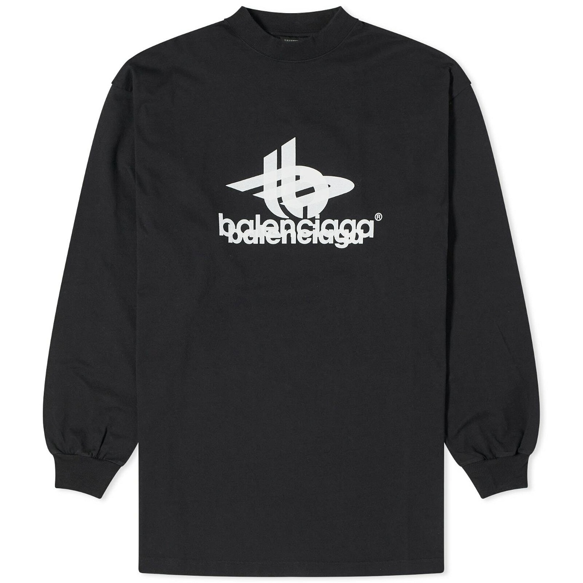 Photo: Balenciaga Men's Long Sleeve Logo T-Shirt in Black/White