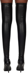 Courrèges Black Oblique Stretch Leather Effect Thigh Boots