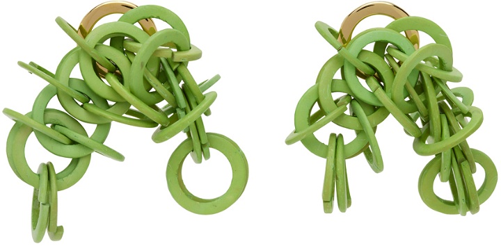 Photo: Completedworks SSENSE Exclusive Green Wood Earrings