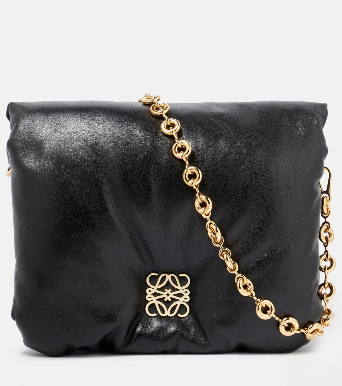 Puffer Goya Leather Pouch in Black - Loewe