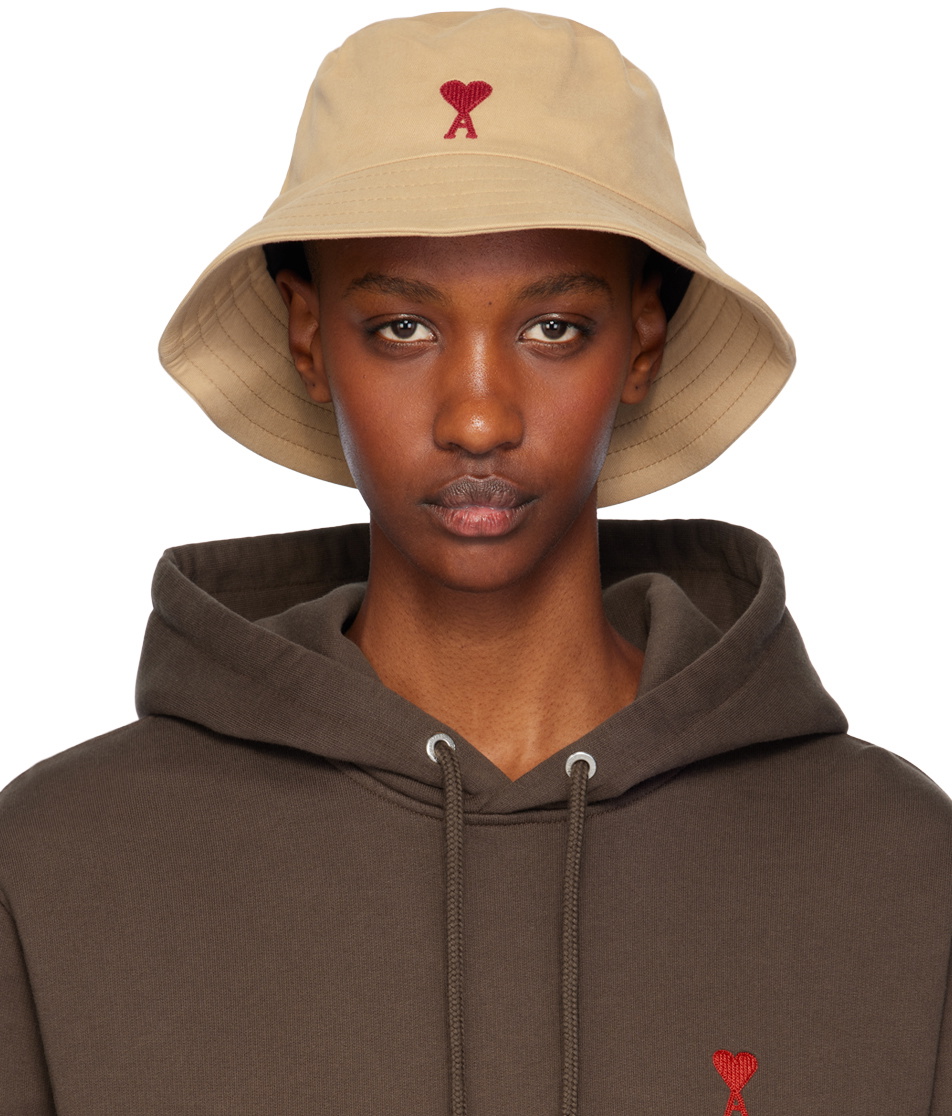 AMI Paris Beige Ami De Coeur Bucket Hat AMI