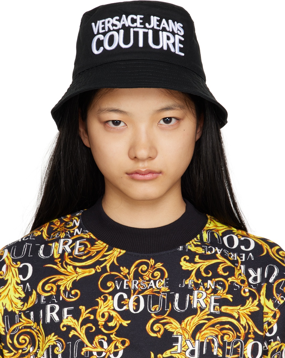 Versace Jeans Couture Black Embroidered Bucket Hat Versace