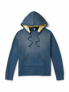 LOEWE - Logo-Embroidered Washed Cotton-Jersey Hoodie - Blue
