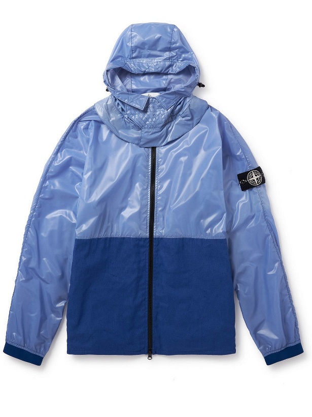 Photo: Stone Island - Logo-Appliquéd Hooded Nylon Jacket - Blue