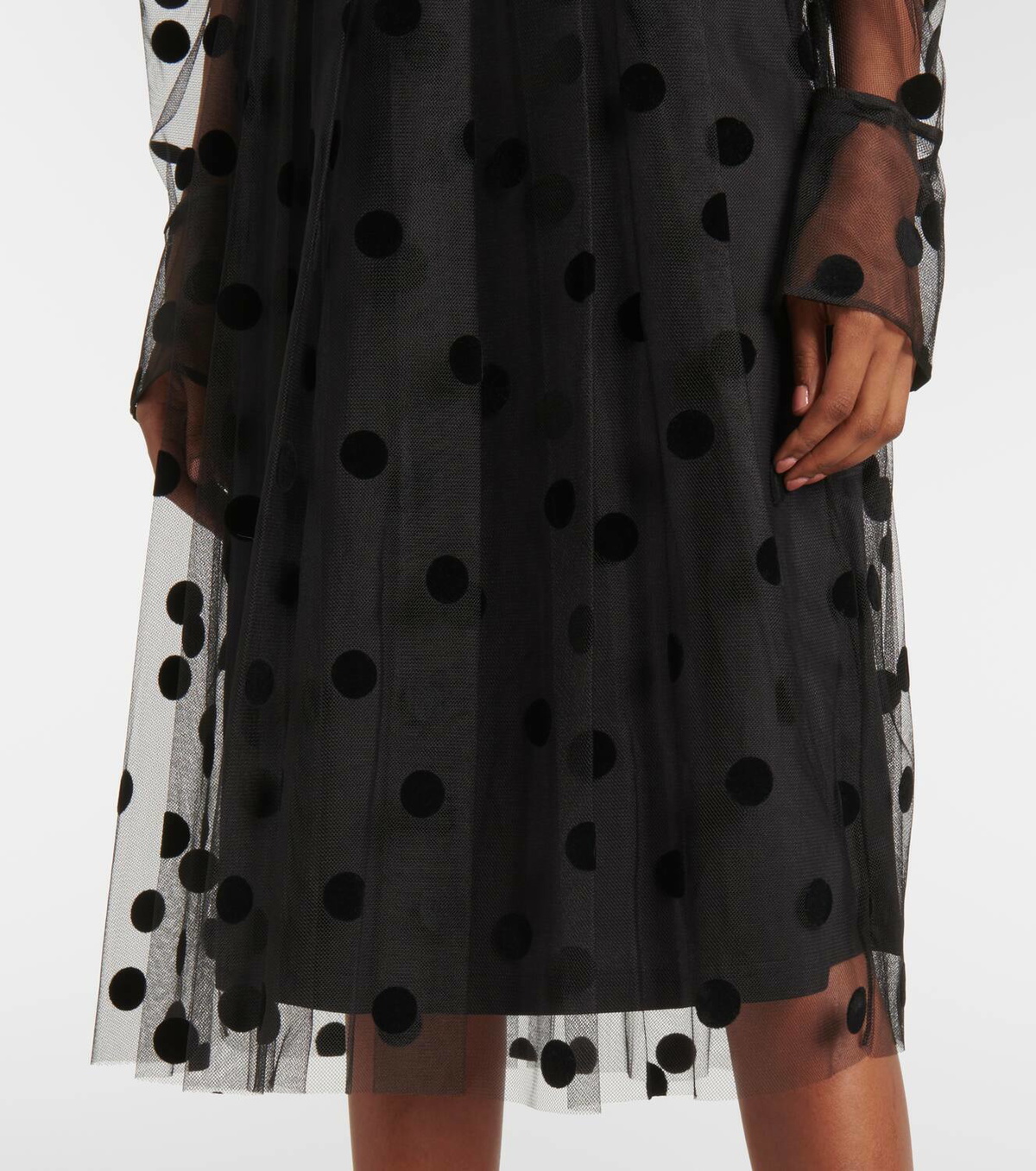 【美品】  NINA RICCI / ニナリッチ | POLKA DOT PS TEE メッシュ パフスリーブ カットソー | S | ブラック | レディース NINA RICCI / ニナリッチ | POLKA DOT PS TEE メッシュ パフスリーブ