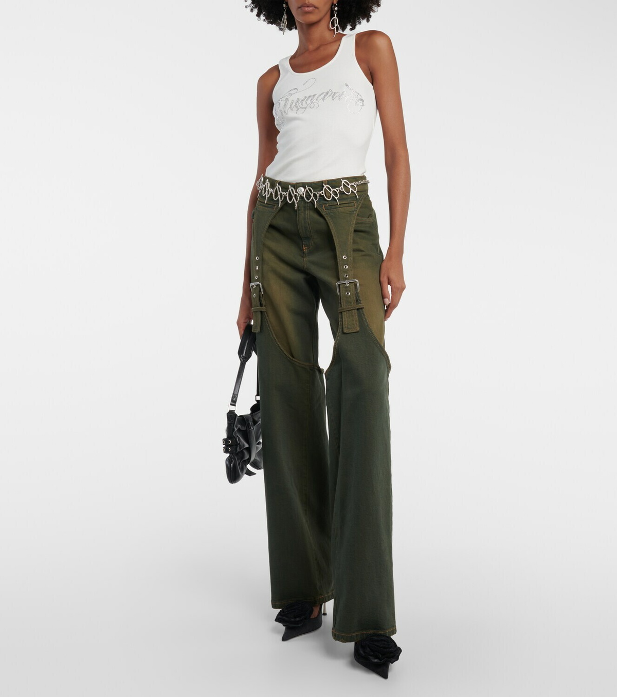 【Blumarine】 Embellished buckle boyfriendジーンズ Embellished buckle boyfriend jeans in brown - Blumarine