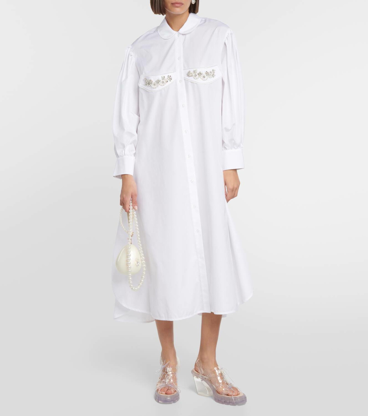 Simone Rocha bow-detail cotton midi dress - White