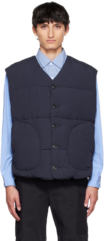 Photo: Nanamica Navy Quilted Down Vest