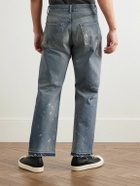 John Elliott - Wyatt Straight-Leg Distressed Paint-Splattered Jeans - Blue
