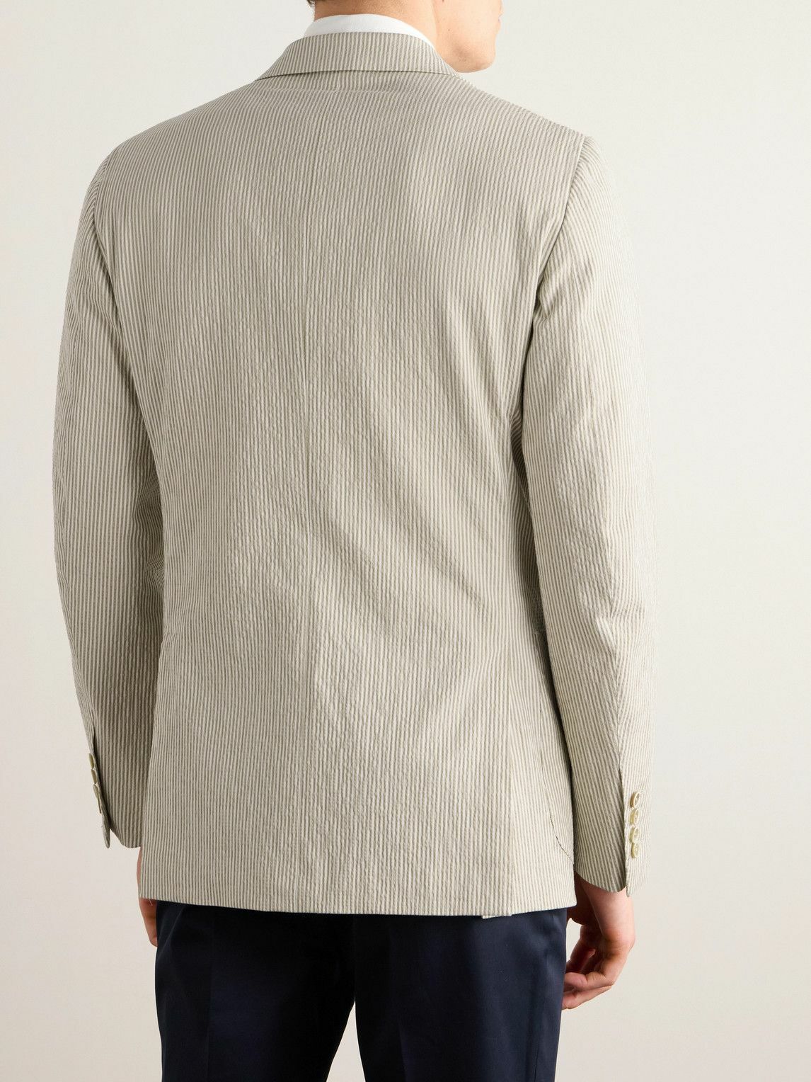 Kingsman - Striped Cotton-Blend Seersucker Blazer - White