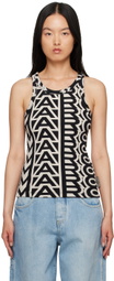 Marc Jacobs Black & Beige 'The Monogram Rib Tank' Tank Top