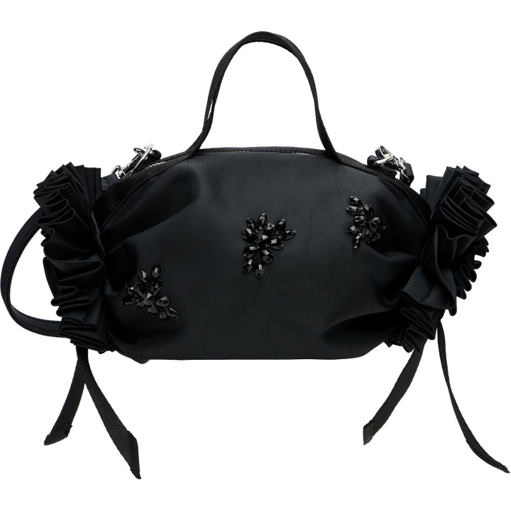 Photo: Simone Rocha Black Mini Double Ribbon Rosette Top Handle Bag