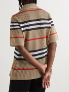 Burberry - Camp-Collar Striped Open-Knit Shirt - Brown