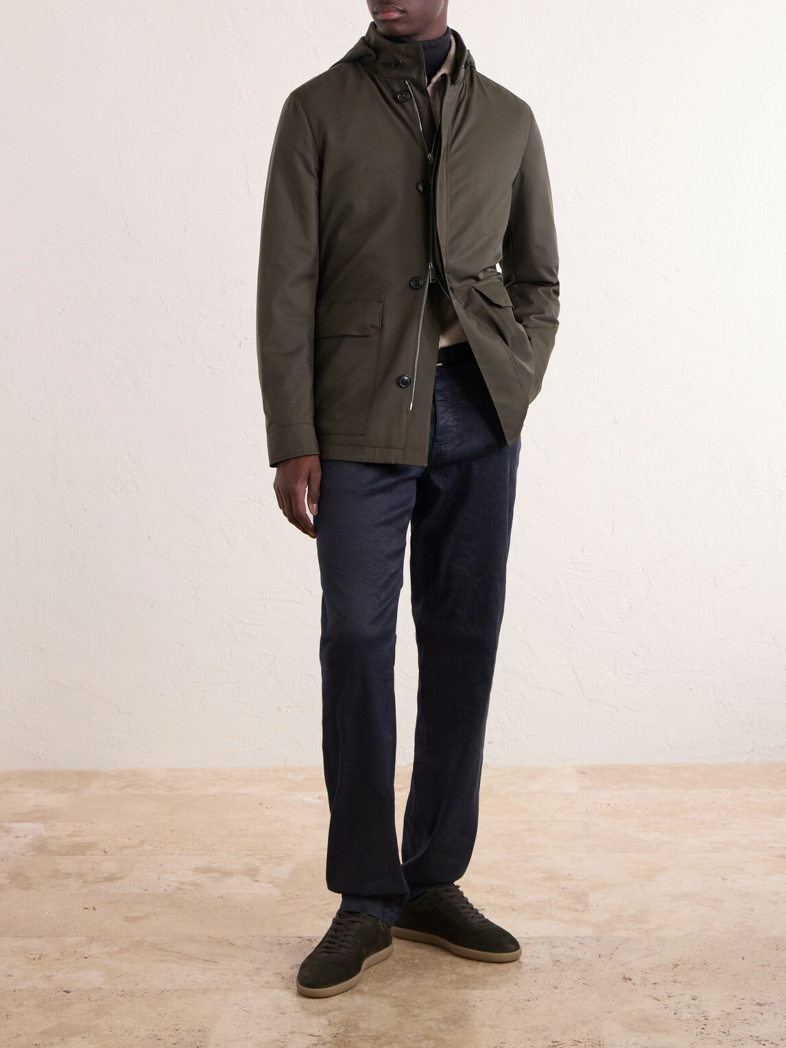 Zegna - Hooded Twill Coat - Green