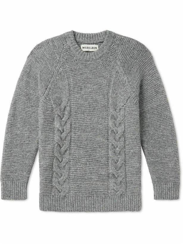 Photo: Miles Leon - Cable-Knit Cotton, Alpaca and Merino Wool-Blend Sweater - Gray
