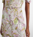 Monique Lhuillier Belted lace midi dress