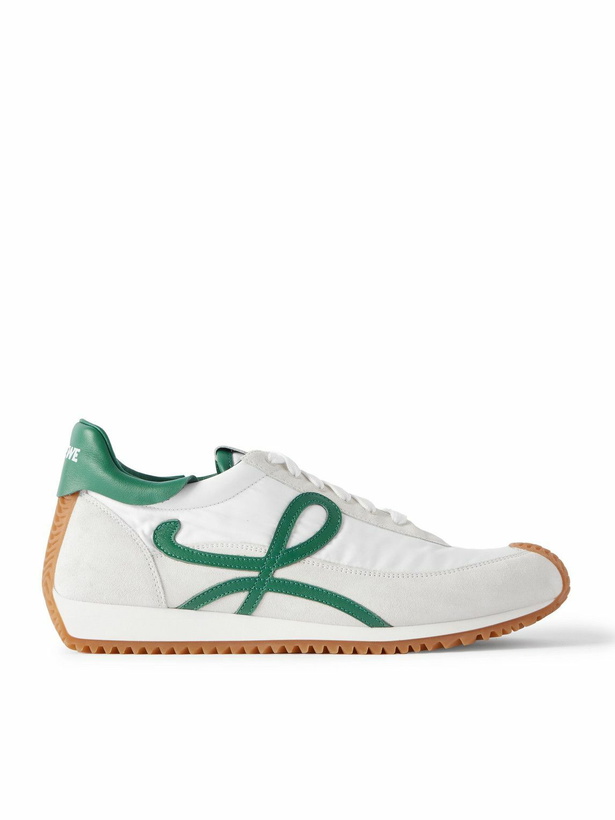 Photo: LOEWE - Flow Runner 2.0 Leather-Trimmed Suede and Nylon Sneakers - White