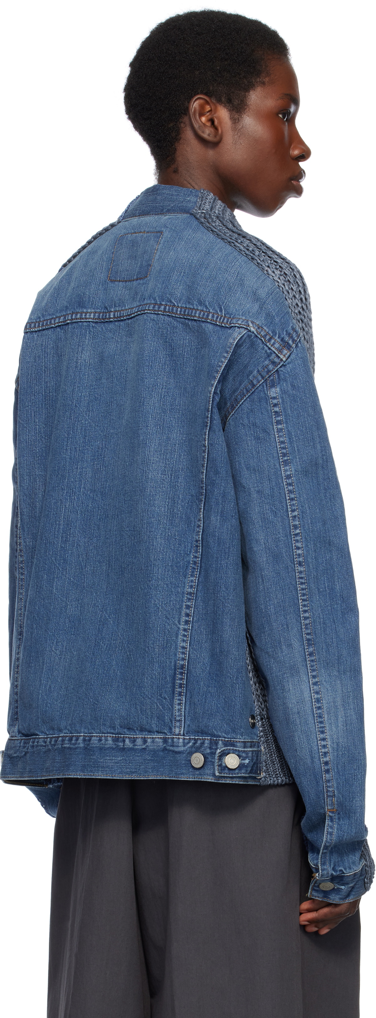 Bless Navy The Cristaseya Edition Nº79 'Jeansbackpatent' Cardigan