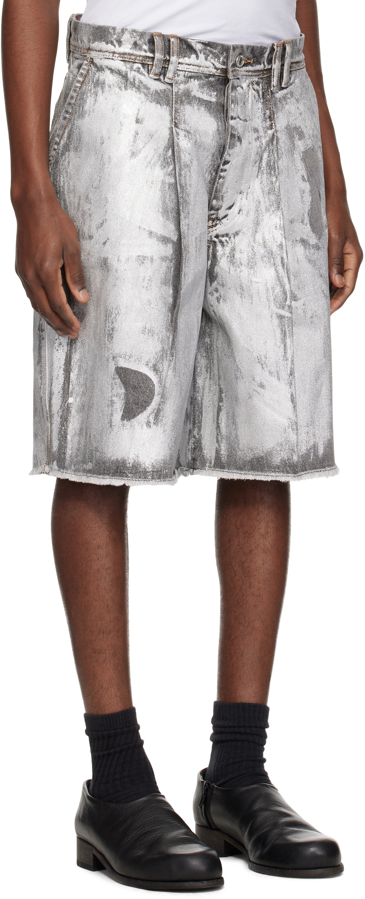 KUSIKOHC Silver Wash Denim Shorts