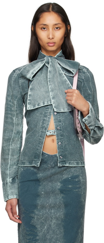Photo: Masha Popova Blue Bow Collar Shirt