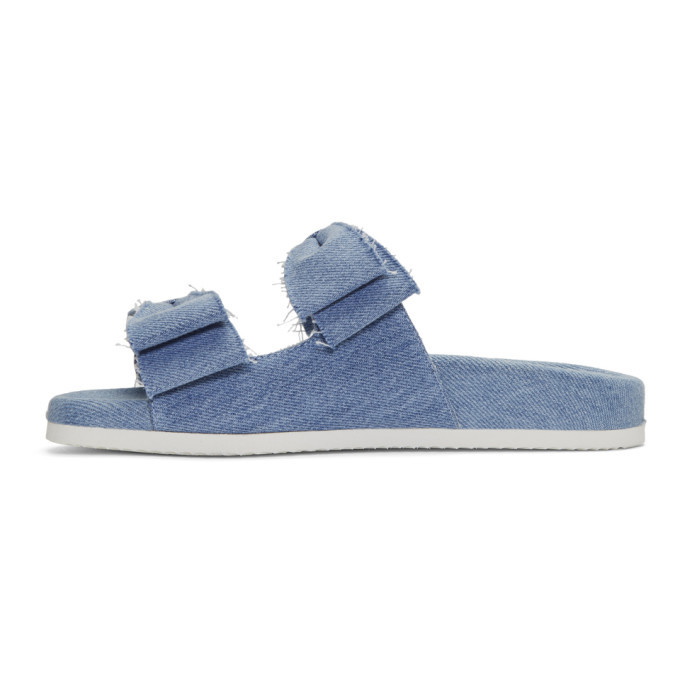 Joshua Sanders Blue Denim Double Bow Slides Joshua Sanders