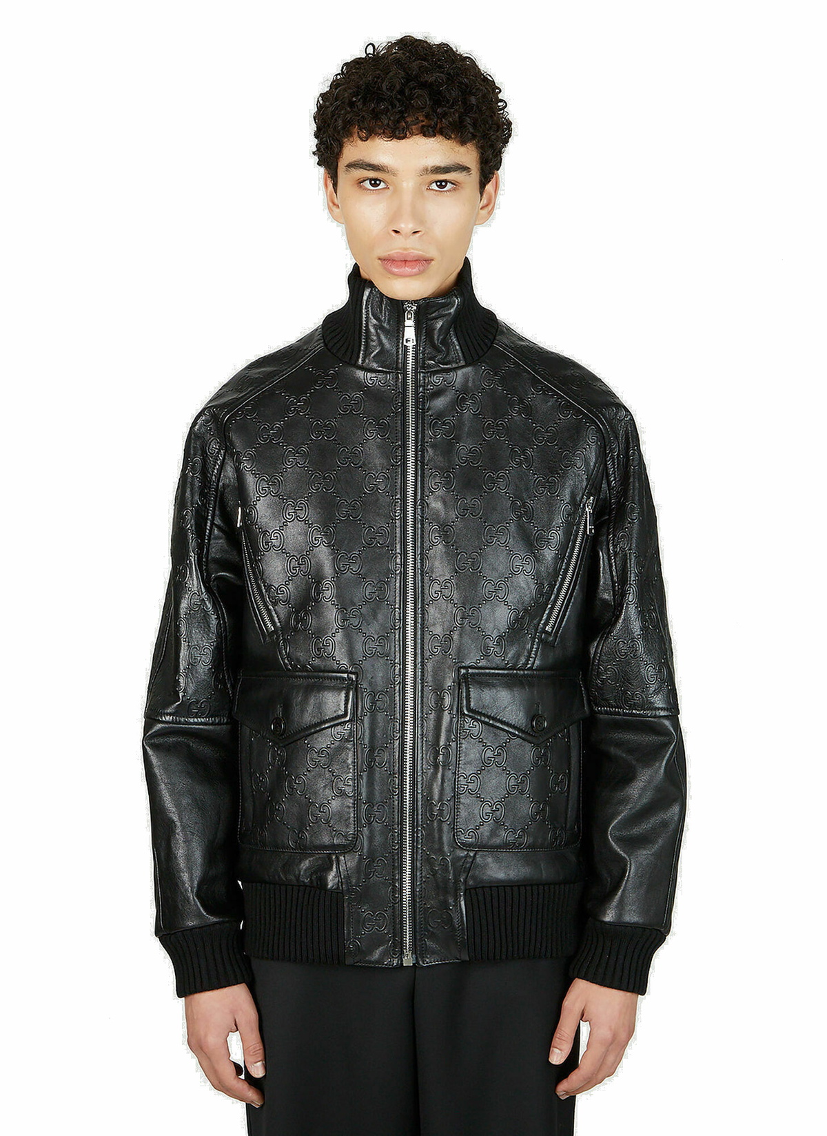 Gucci Black New York Yankees Edition Leather Bomber Gucci