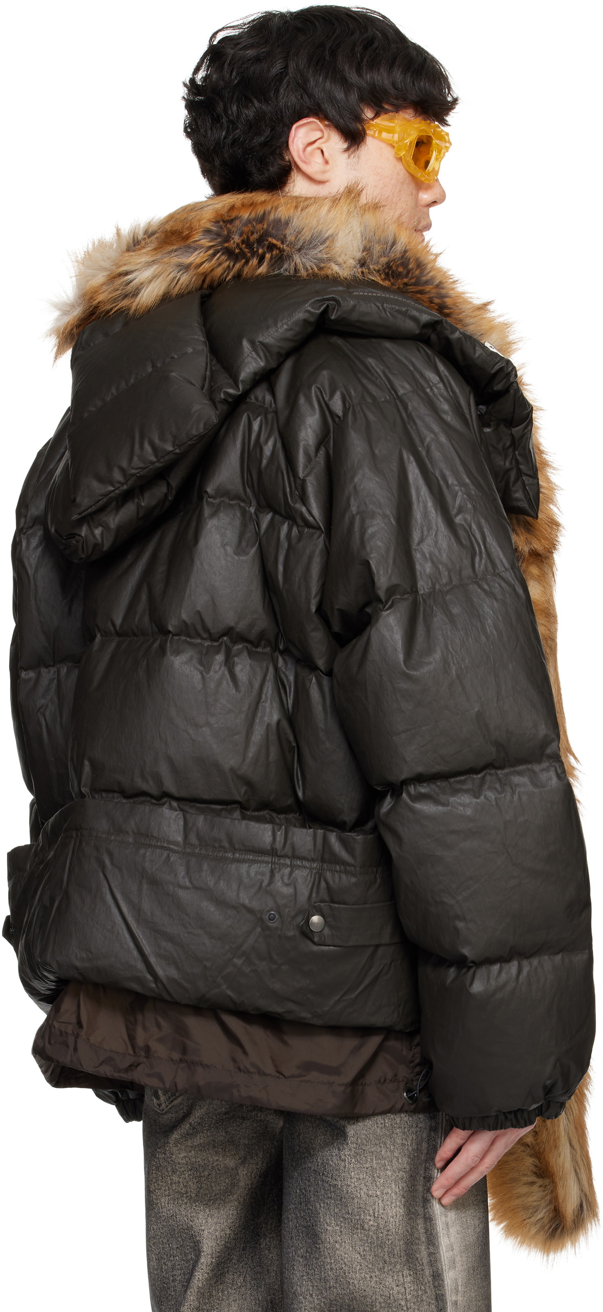 【新品タグ付】Laubeblanc DoubleKnitPeplumJacket Ottolinger Brown Deconstructed Double Zip Puffer Jacket