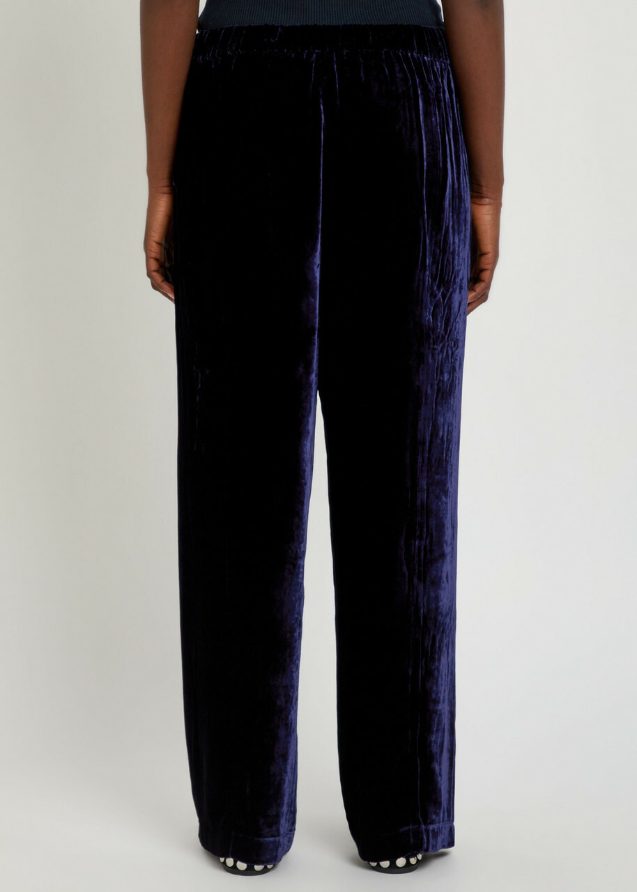 Eileen Fisher Straight-leg Velvet Trousers Dark Blue