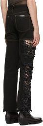 Peter Do SSENSE Exclusive Black Asymmetric Combo Rip Jeans