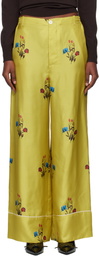 Marni Yellow Silk Twill Trousers