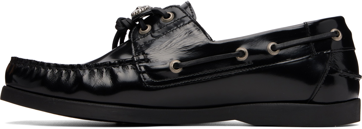 Toga Virilis Black Leather Boat Shoes