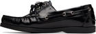 Toga Virilis Black Leather Boat Shoes