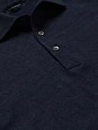 THOM SWEENEY - Slim-Fit Mélange Linen and Cotton-Blend Polo Shirt - Blue