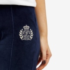 Sporty & Rich Women's NY Crest Velour Track Pants in Navy Cream