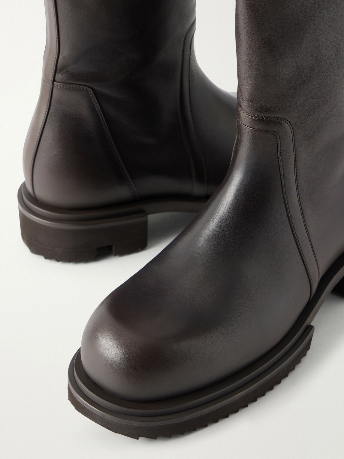 Rick Owens - Creeper Gabe Washed Leather Lace-Up Boots - Brown