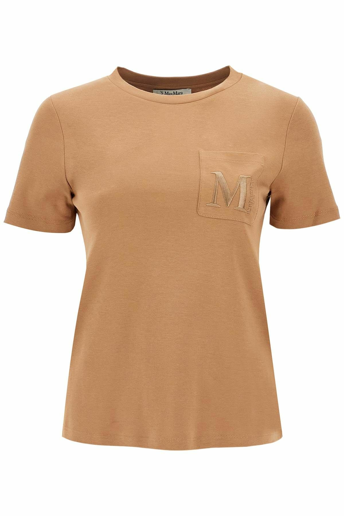 'S MAX MARA 'madera' embroidered pocket t-shirt Brown