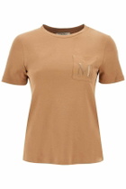 'S MAX MARA 'madera' embroidered pocket t-shirt Brown