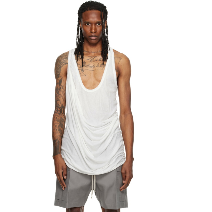 Photo: Rick Owens Off-White Tower Draped Pony Tank Top
